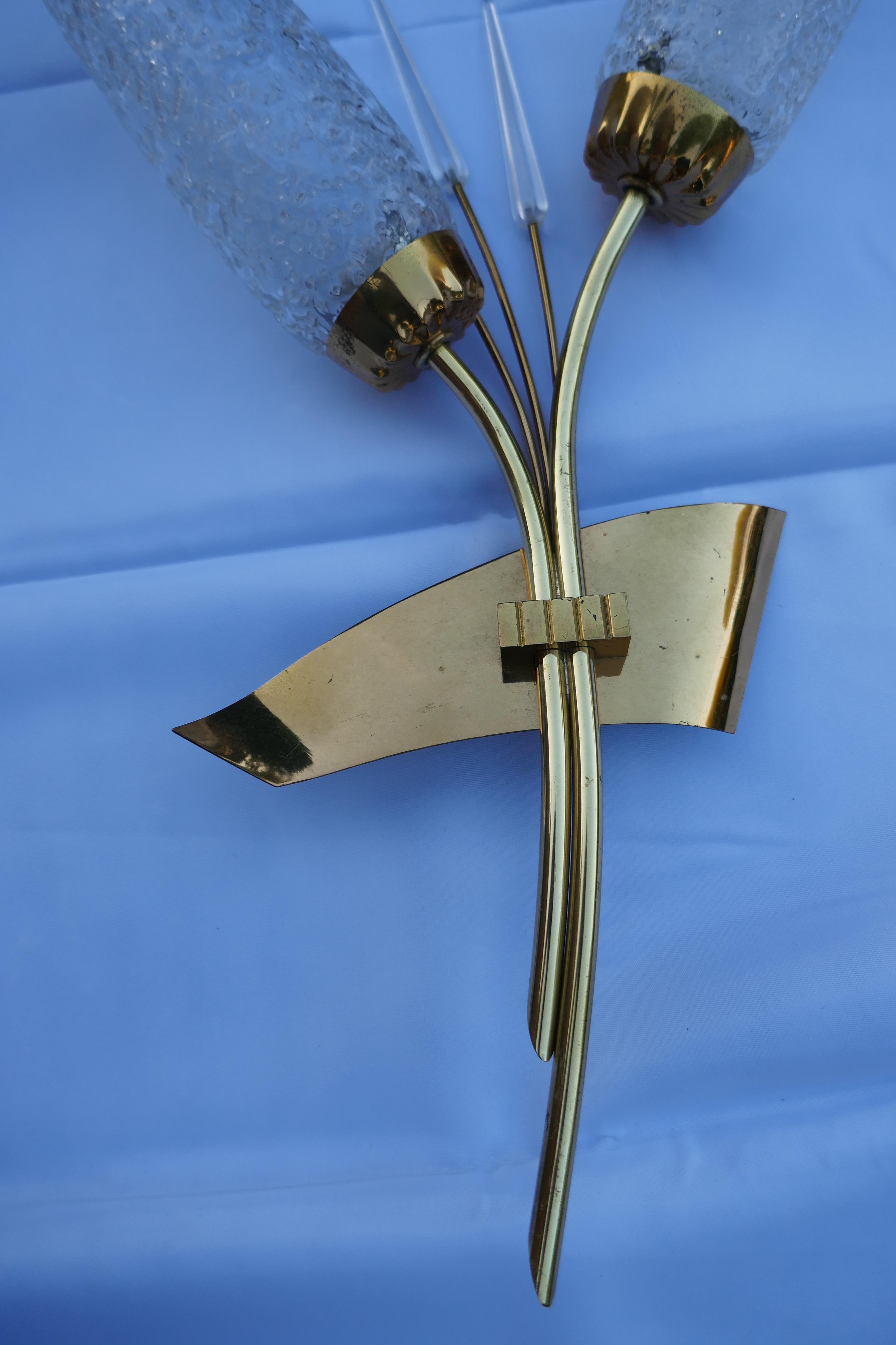 Pair of wall sconces attributed to Maison Arlus For Sale 3