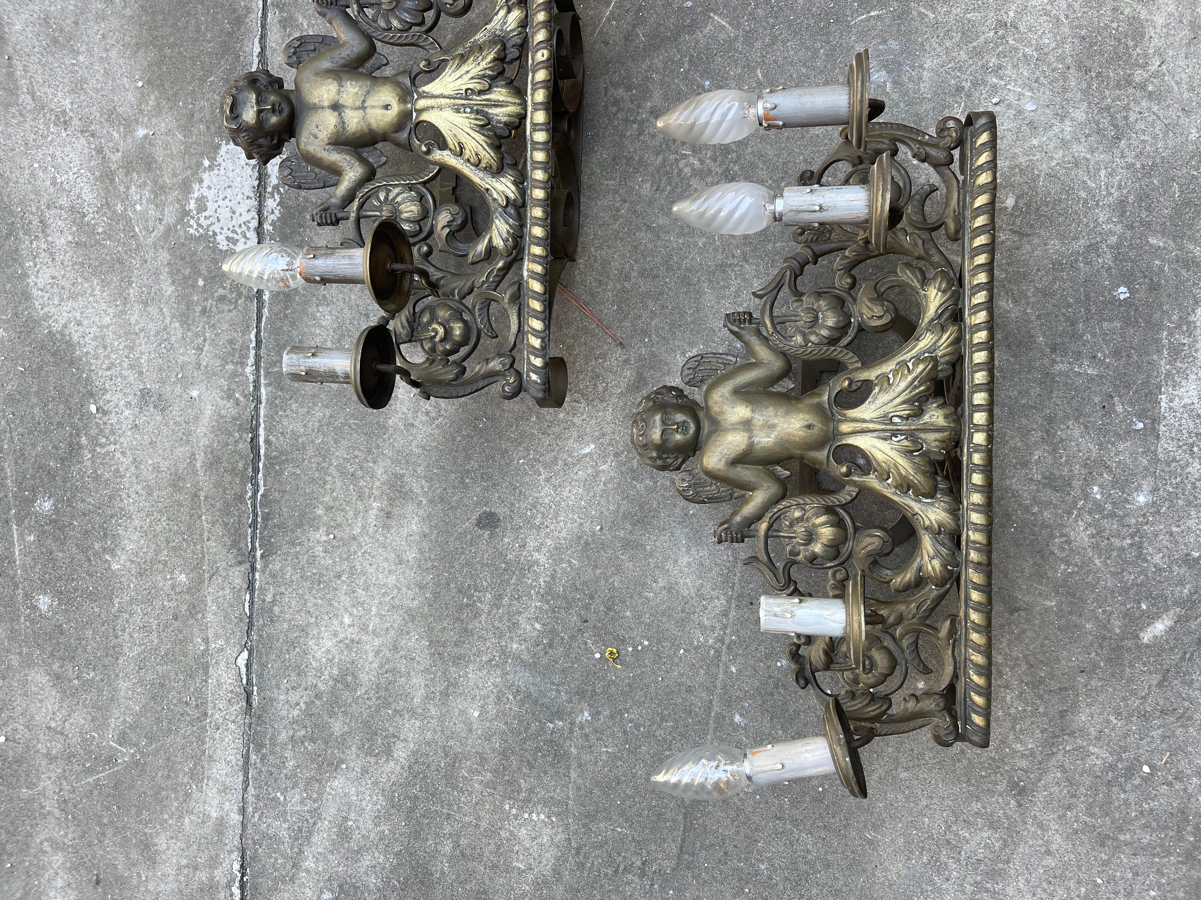 Coppia Di Applique Con Putti xix Secolo, Antiquariato, Antiques, Applique en vente 4