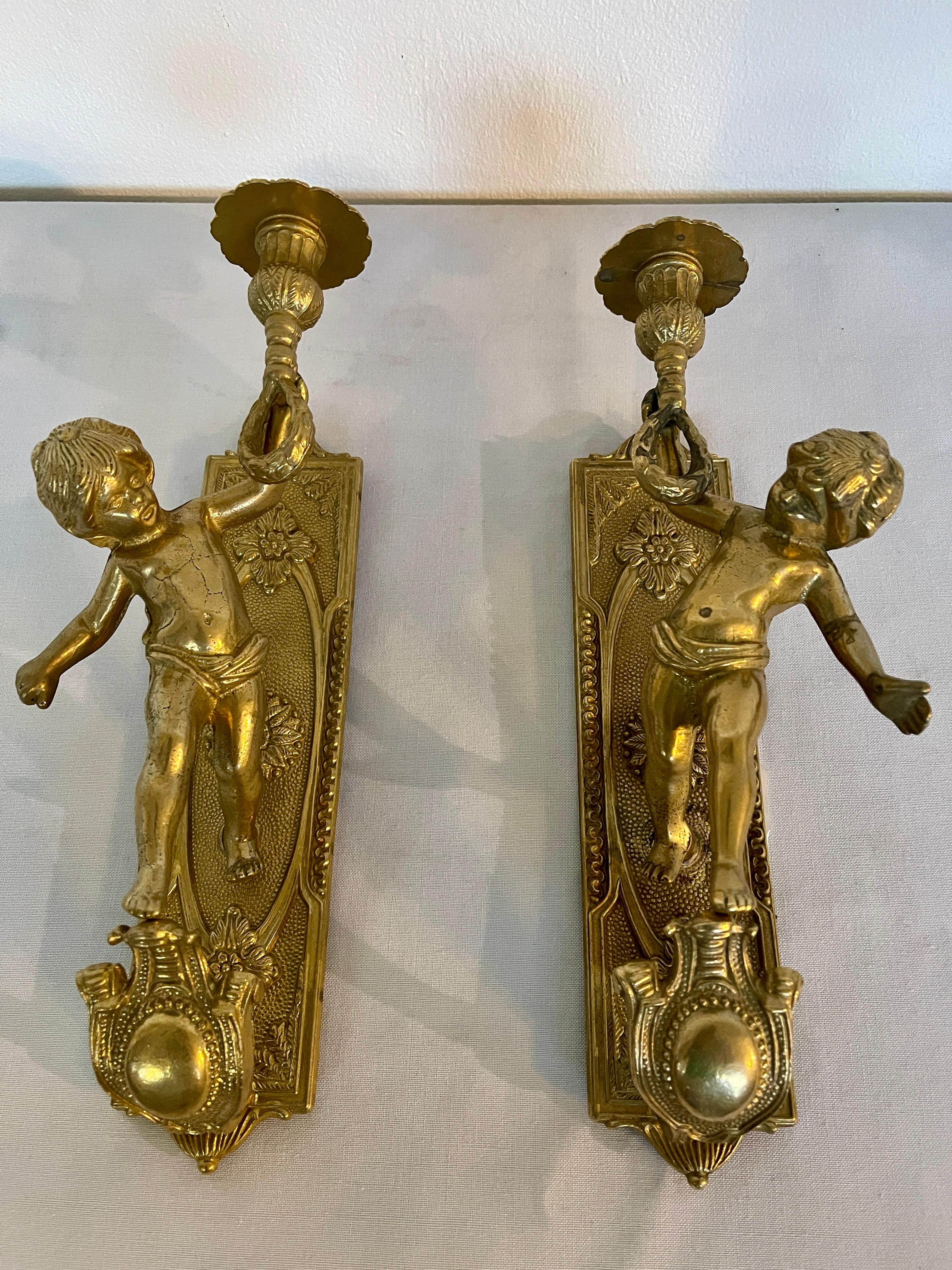 Pareja de apliques de bronce vintage Italia años 80 Otro en venta