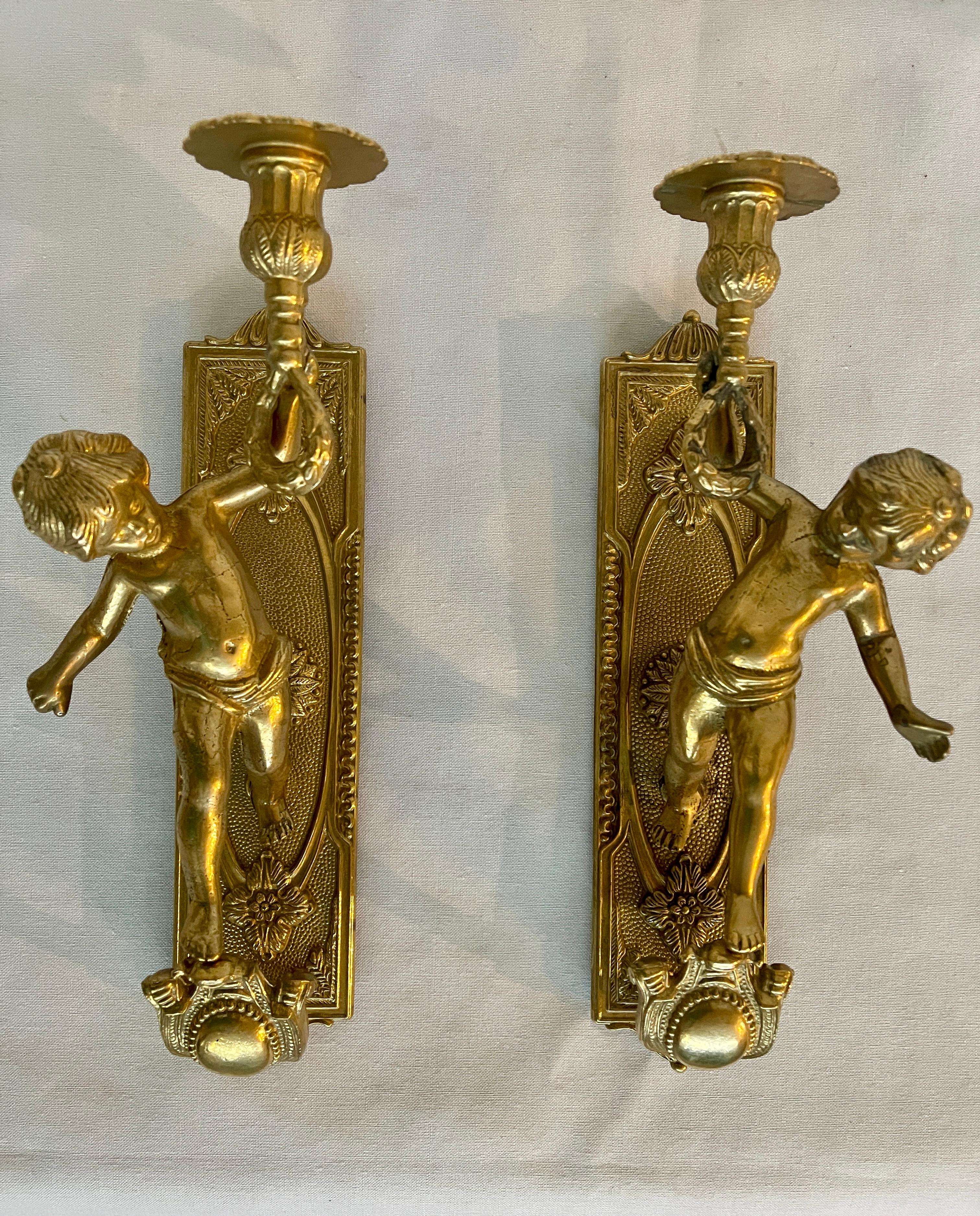 Pareja de apliques de bronce vintage Italia años 80 20th Century en venta