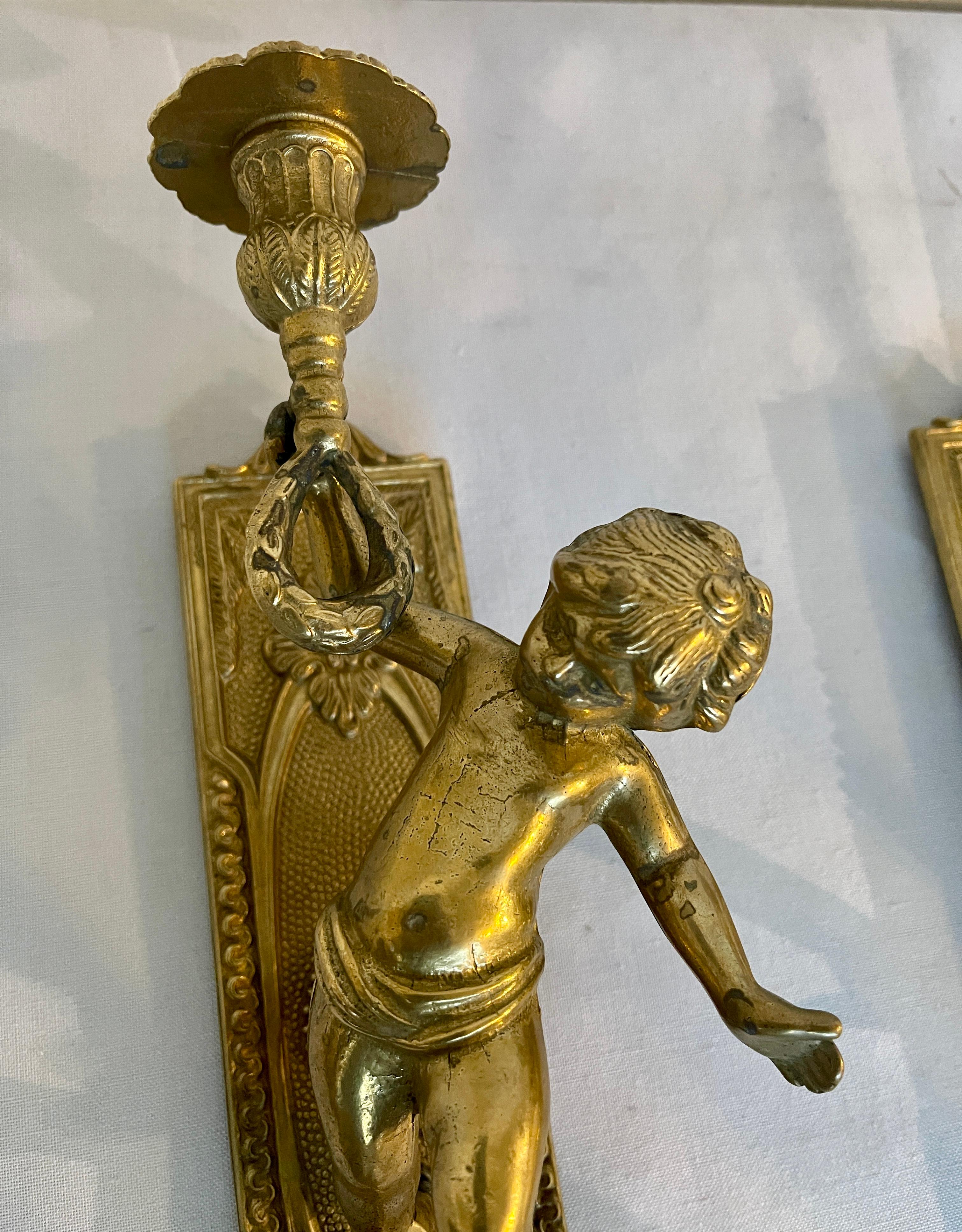 Pareja de apliques de bronce vintage Italia años 80 en venta 1