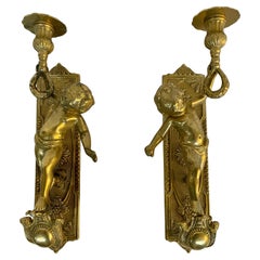 Pair of vintage bronze wall sconces from 1980s italy