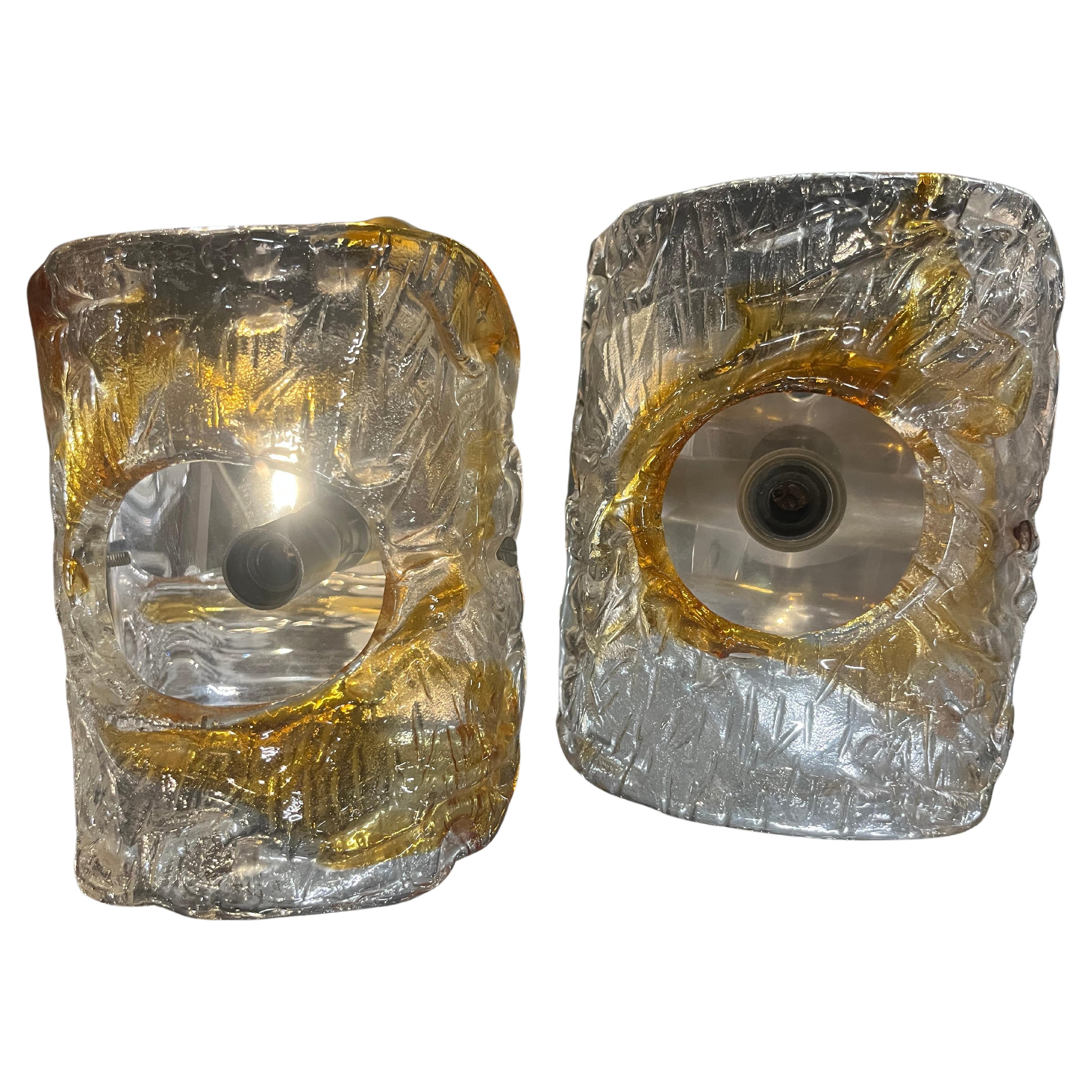 Pair of Murano Glass Wall Lights  50s/60s For Sale