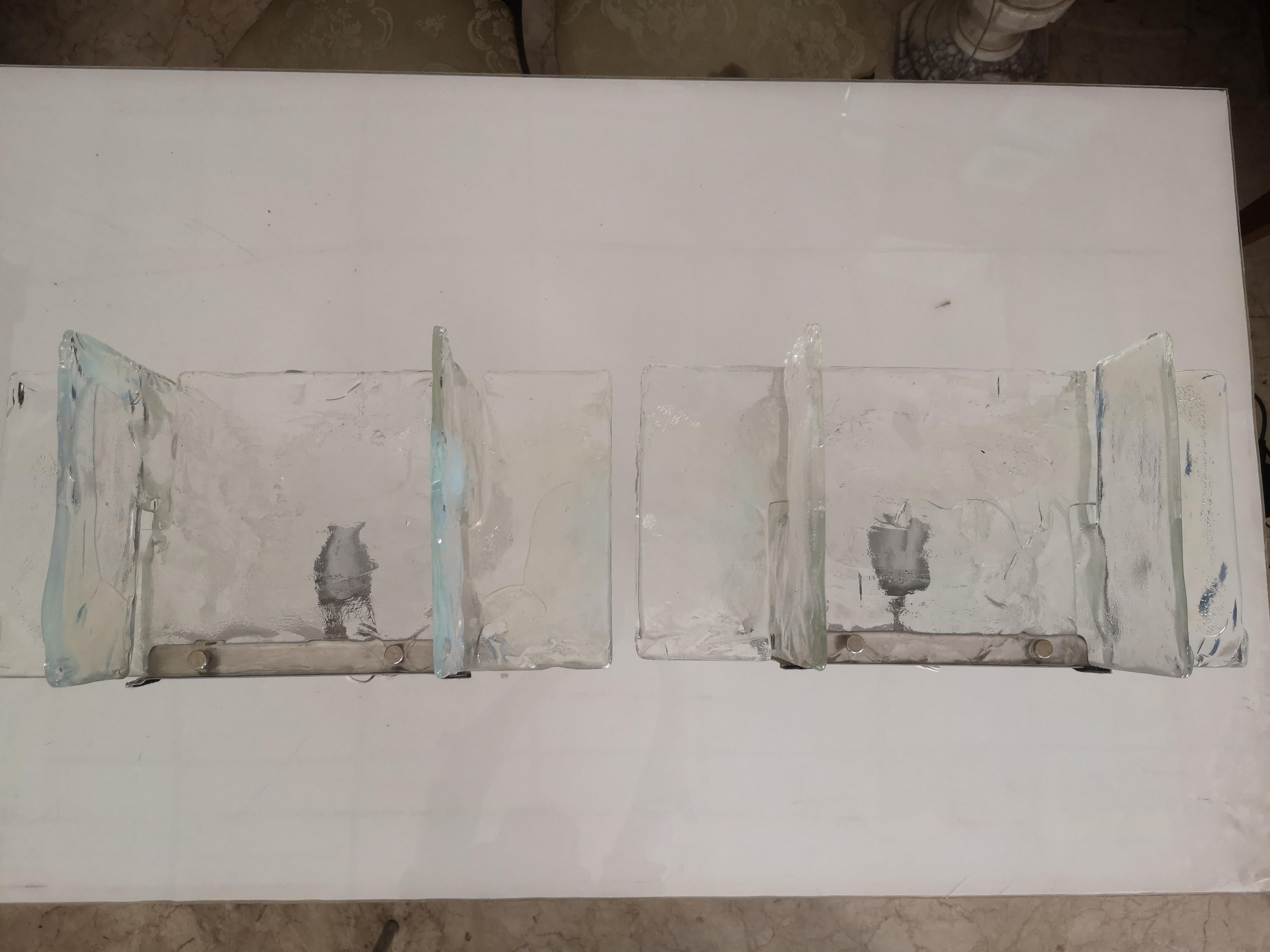 Coppia di Applique da parete Vetro di Murano di Carlo Nason per Mazzega anni 60 en venta 1