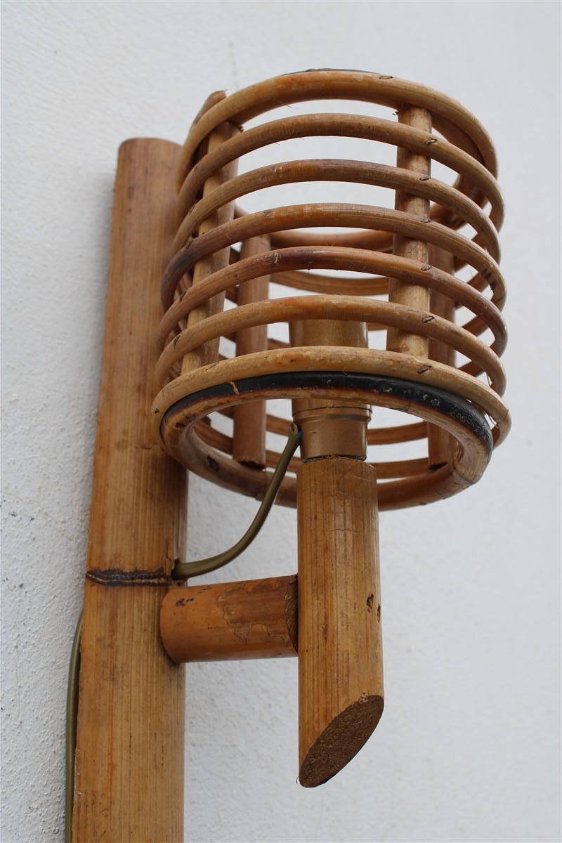 Pair of Italian Midollino and Bamboo Wall Lights from the 1950s For Sale 4