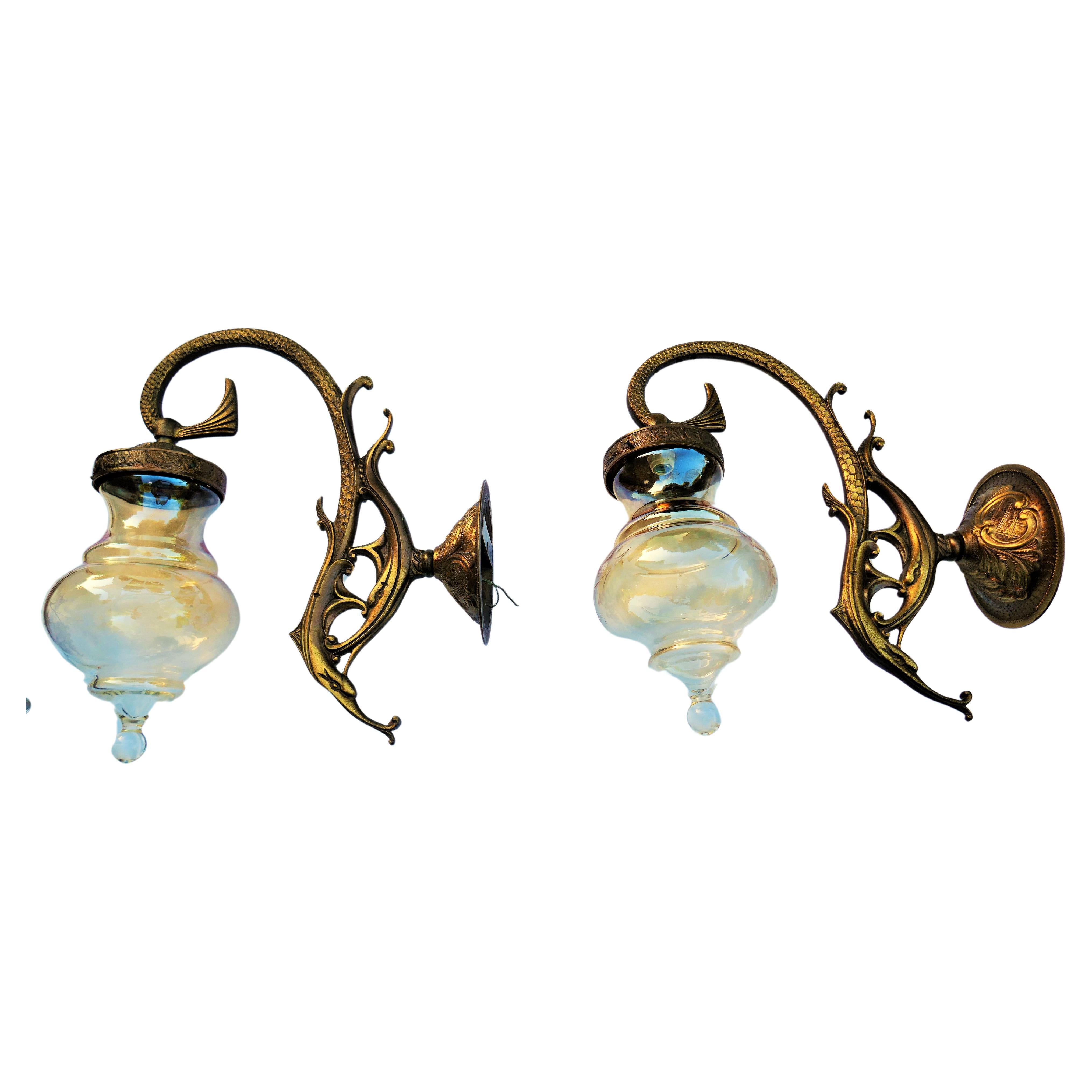 Pair of Neo-Gothic style wall sconces