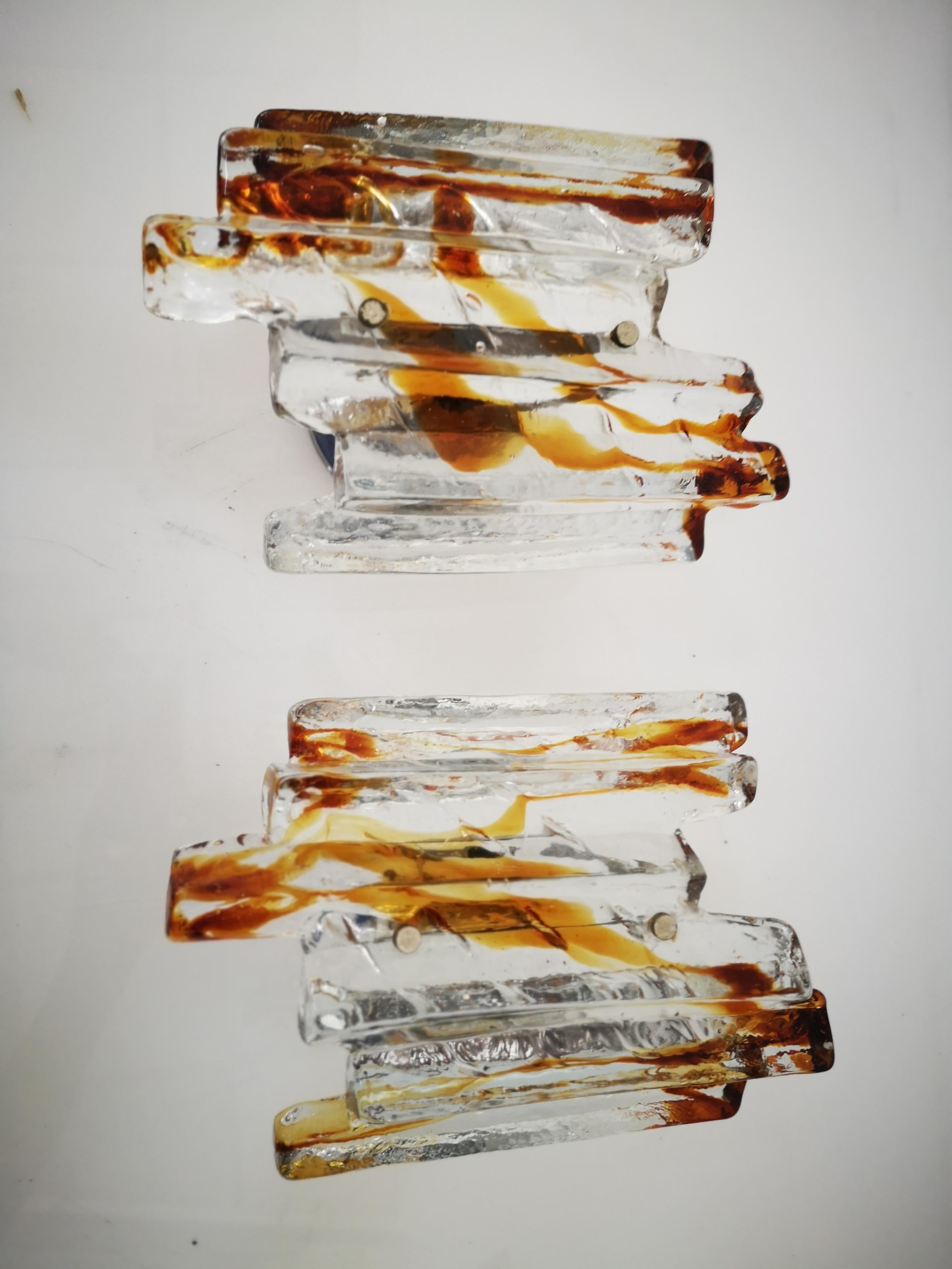Coppia di Applique in vetro di Murano di Carlo Nason per Mazzega anni 60 in vendita 6