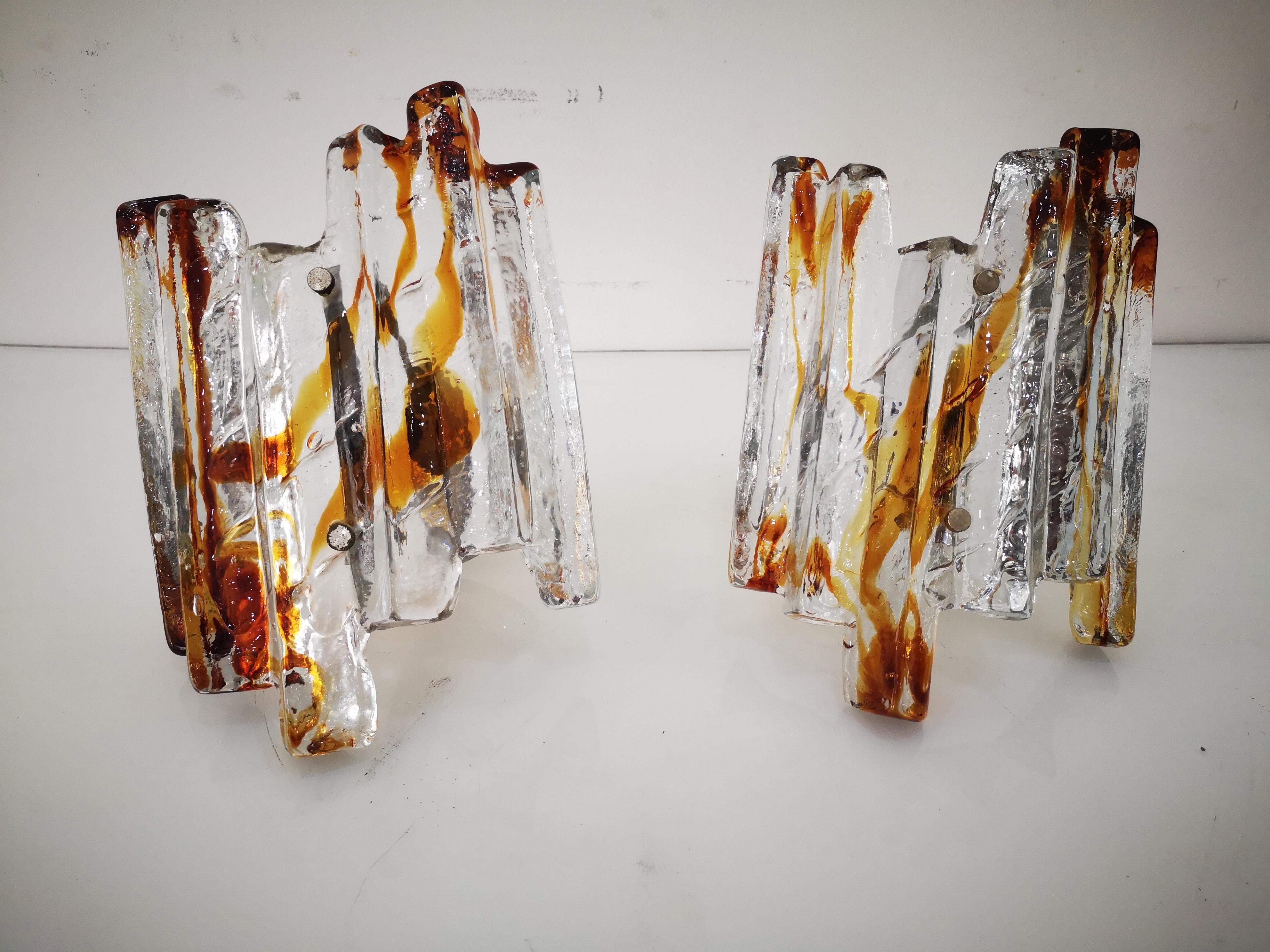 Coppia di Applique in vetro di Murano di Carlo Nason per Mazzega anni 60 In condizioni ottime in vendita a Catania, IT