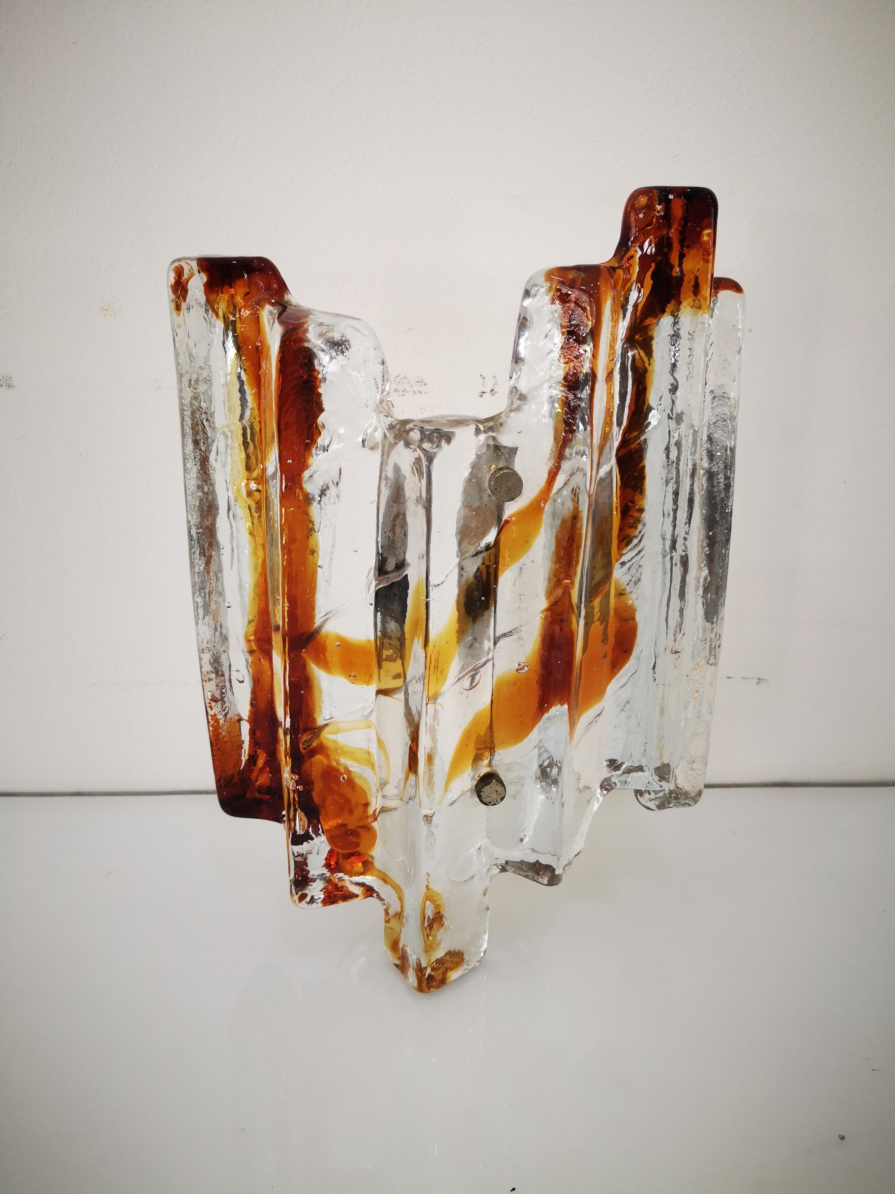Mid-20th Century Coppia di Applique in vetro di Murano di Carlo Nason per Mazzega anni 60 in vendita