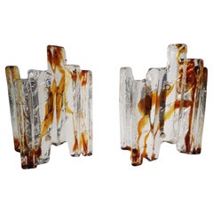 Pair of Murano glass wall sconces by Carlo Nason for Mazzega 1960s