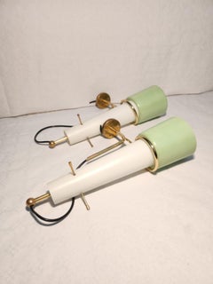 Pair of opaline glass wall sconces in the style of Stilnovo