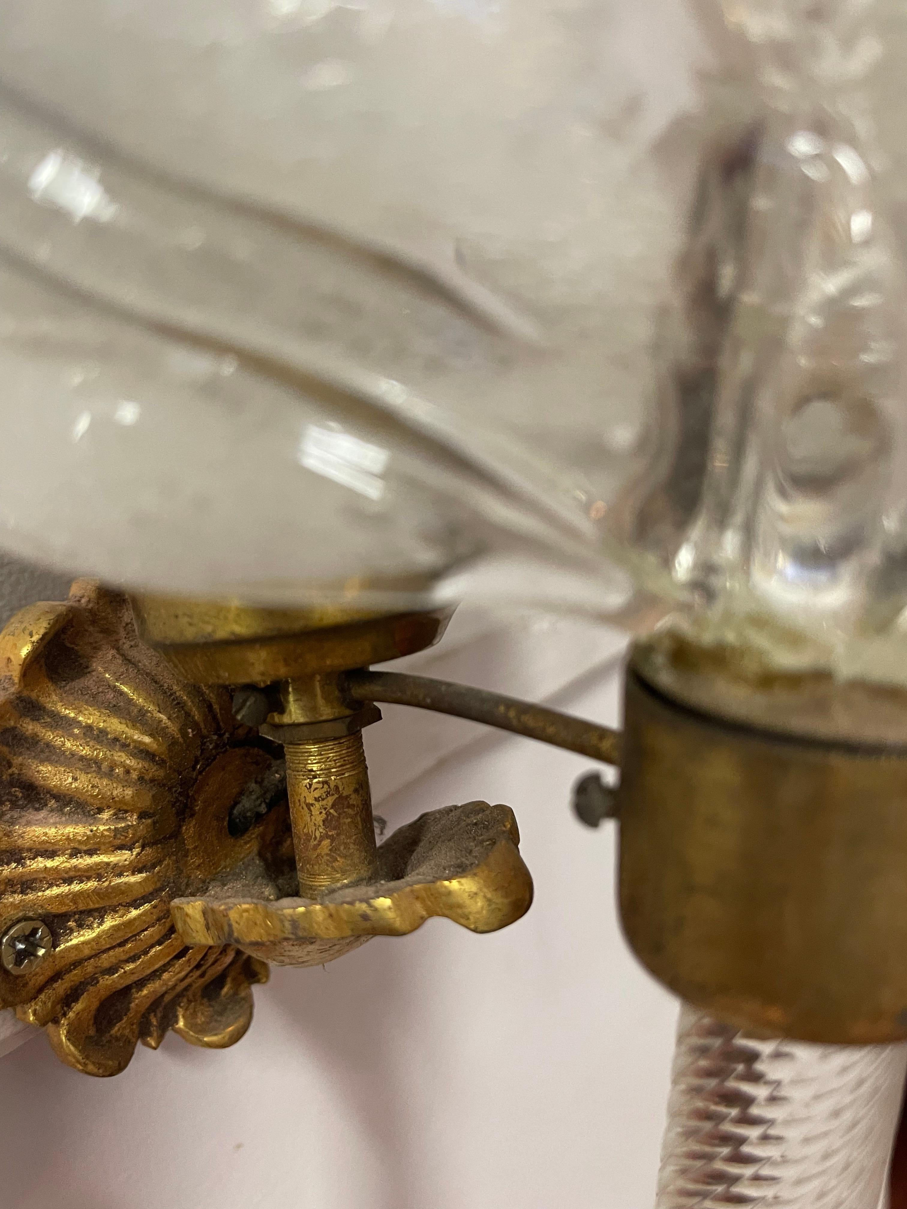Coppia di Appliques a Foglie in Vetro Soffiato - Seguso - Murano - 1940circa in vendita 3
