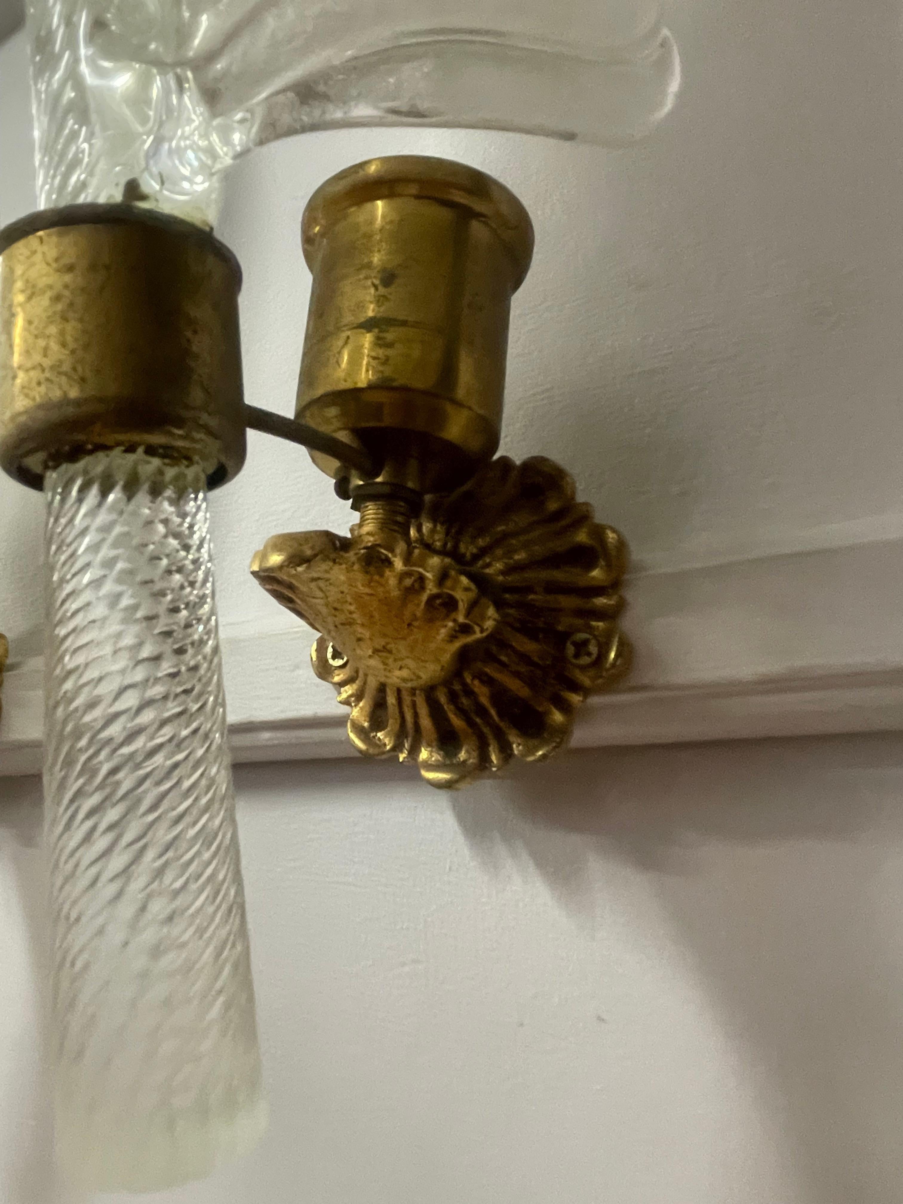Coppia di Appliques a Foglie in Vetro Soffiato - Seguso - Murano - 1940circa in vendita 1