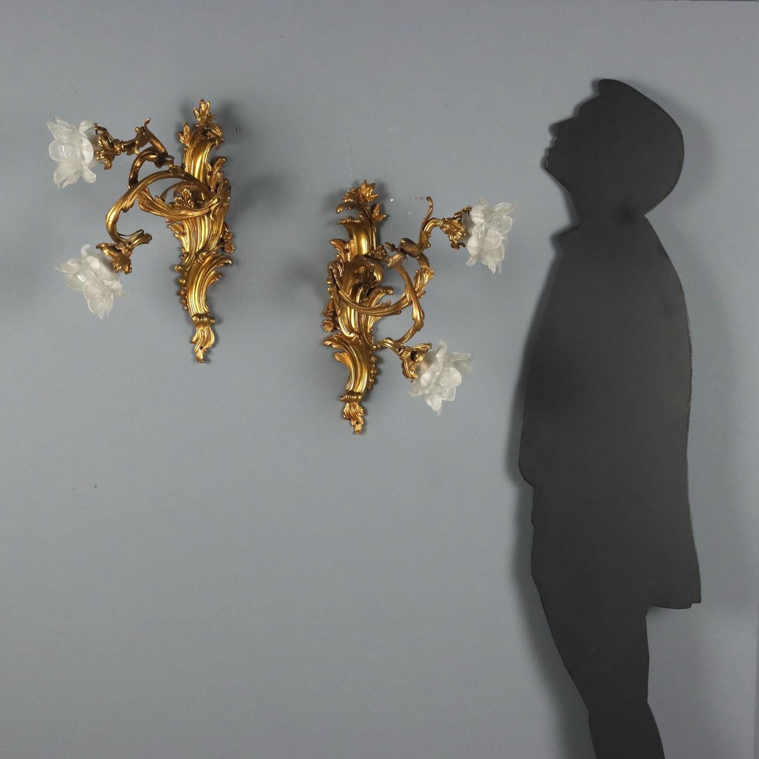 Other Coppia di Appliques in Bronzo dorato Italia Fine XIX Secolo For Sale