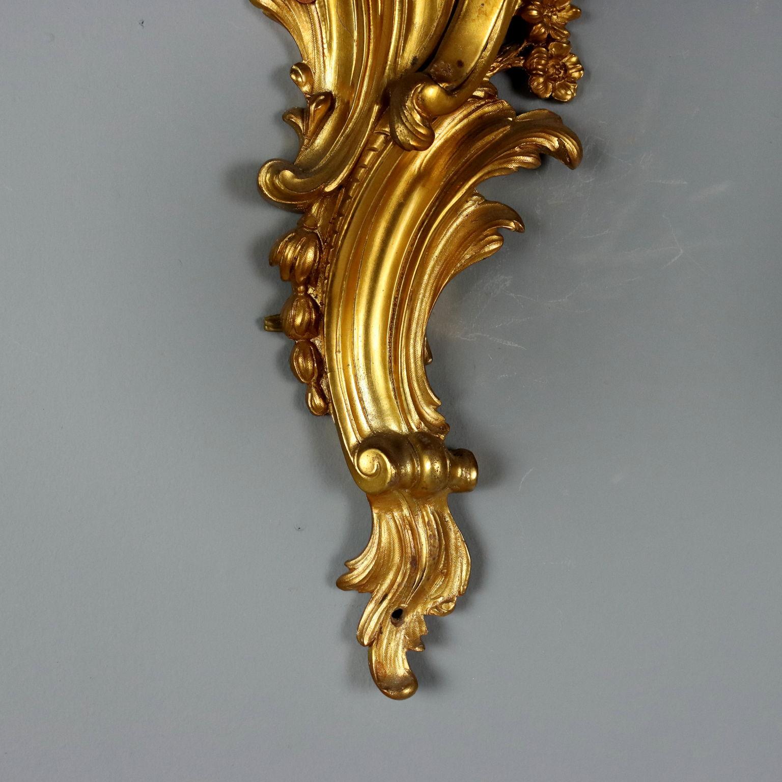 19th Century Coppia di Appliques in Bronzo dorato Italia Fine XIX Secolo For Sale