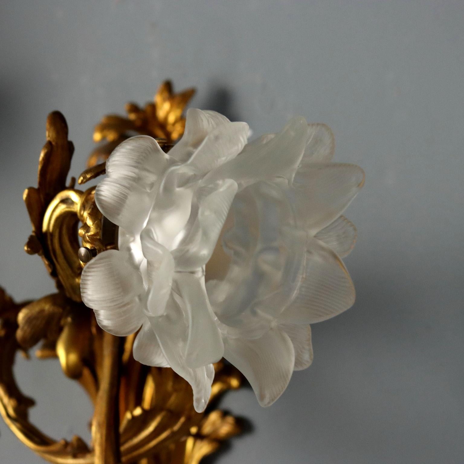 Coppia di Appliques in Bronzo dorato Italia Fine XIX Secolo For Sale 2