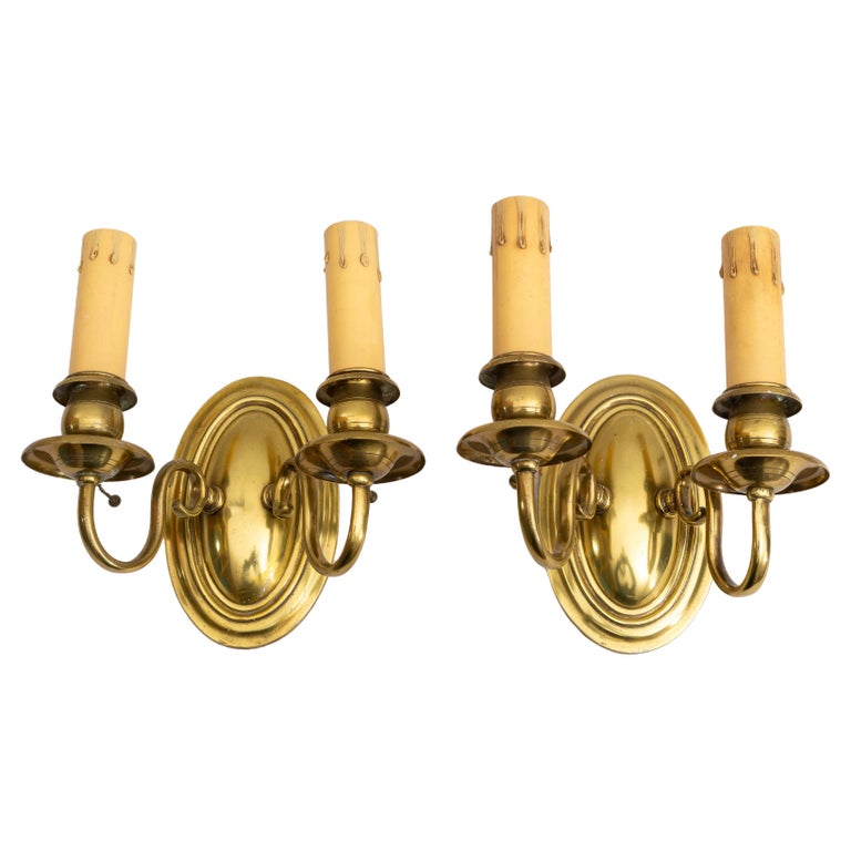 Paire d'appliques murales de la Maison Arlus en bronze doré et laiton
