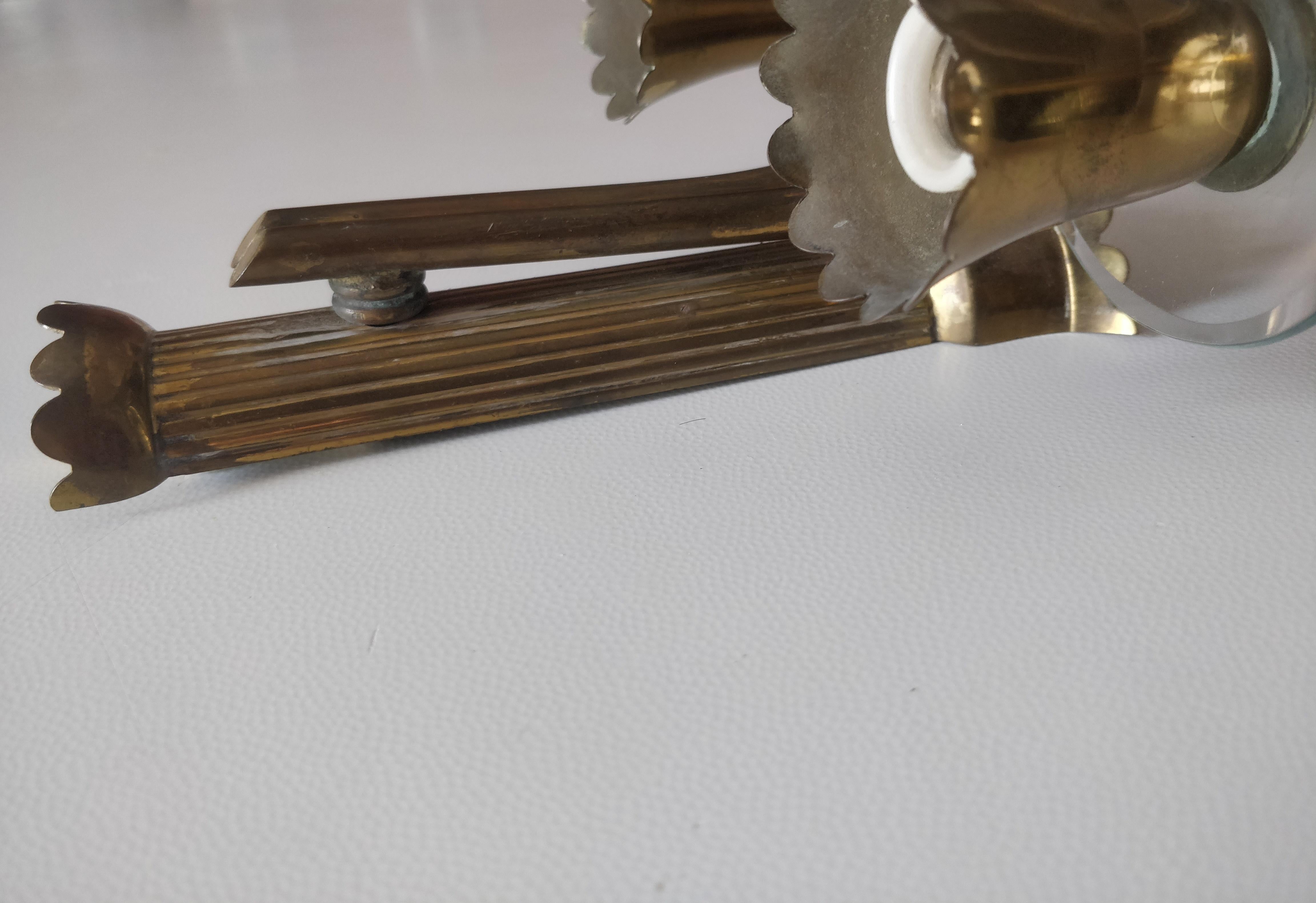Paire d'appliques murales en laiton avec verre biseauté Italie en vente 6