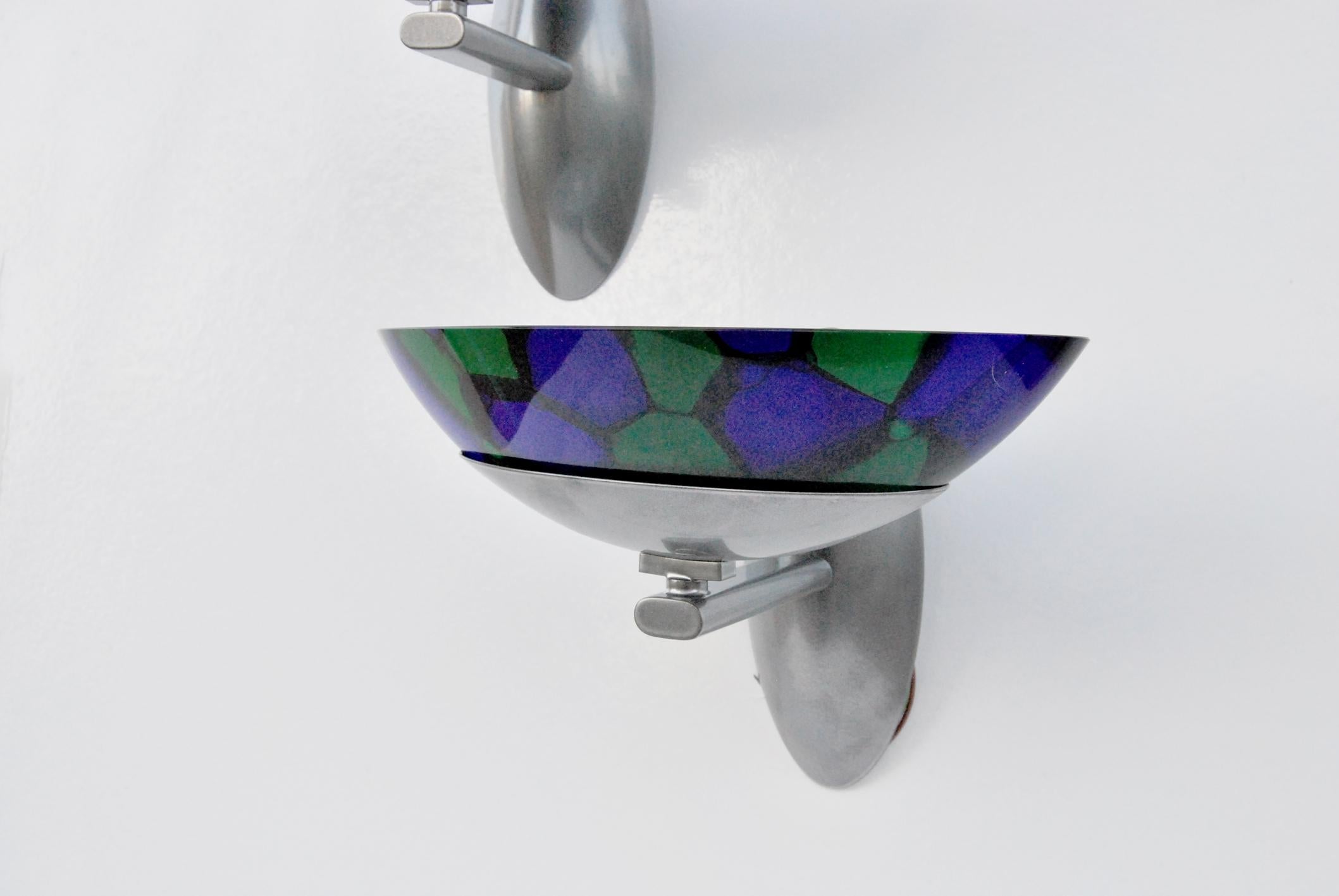 Italian Pair of Murano glass wall sconces by Ottavio Missoni for Zonca, 1980s  For Sale