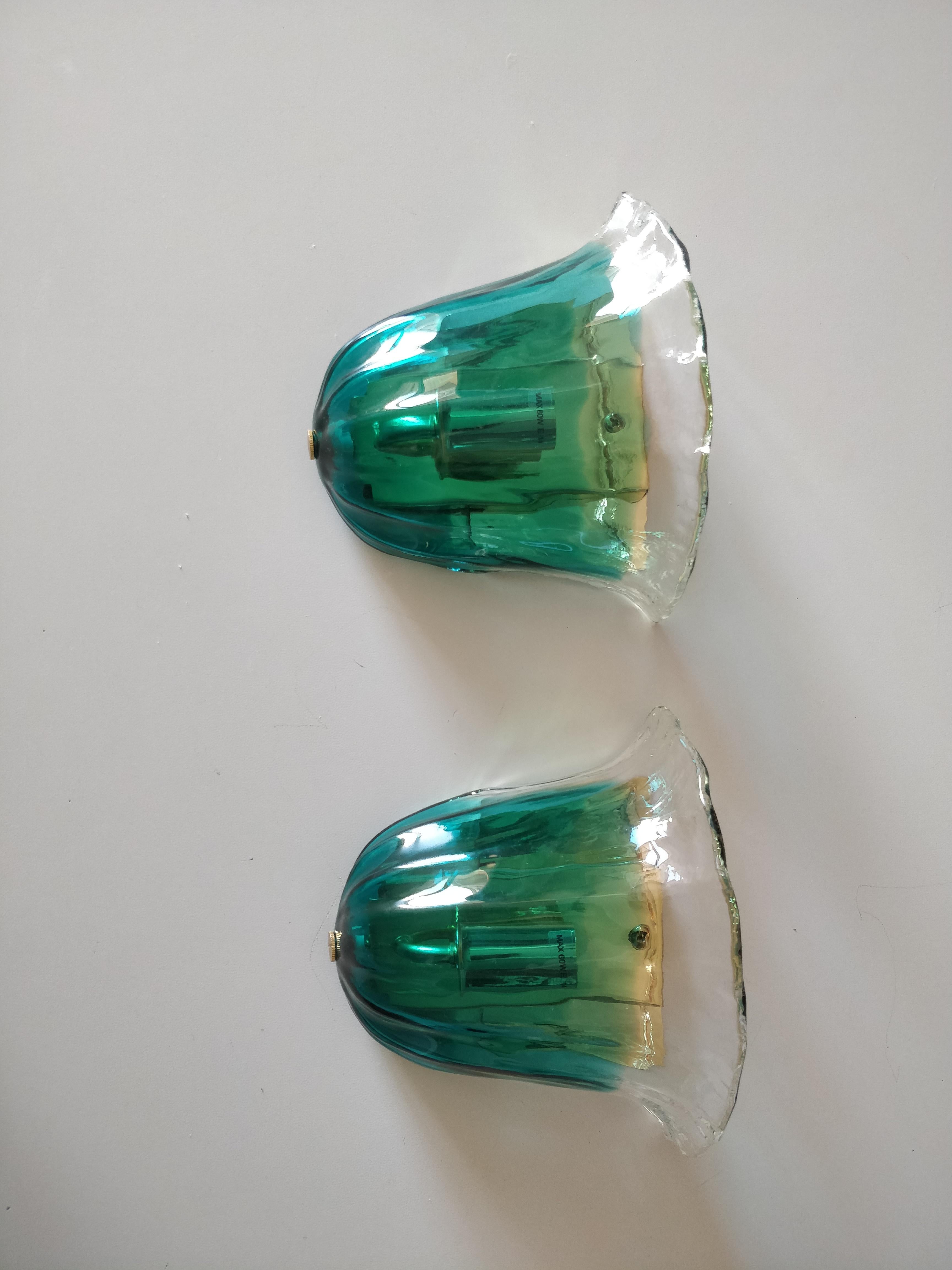 Vetro di Murano Coppia di appliques in vetro di Murano 