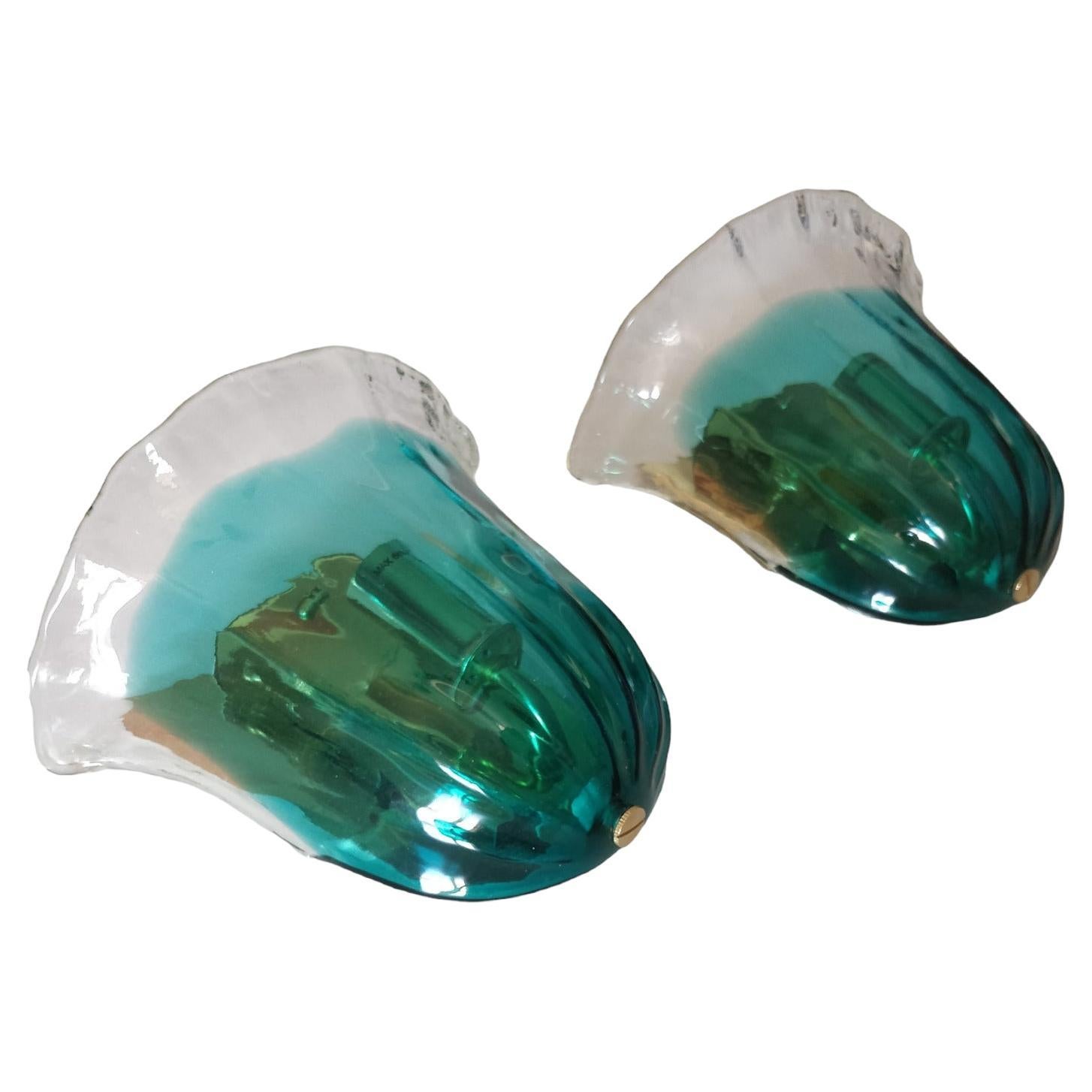 Coppia di appliques in vetro di Murano "la Murrina". Italia anni 
70