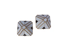 Pair of modern pyramid-shaped opal glass wall sconces, Italy, 1970s