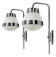 pair of wall sconces - wall lamps " delta " design sergio mazza for artemide