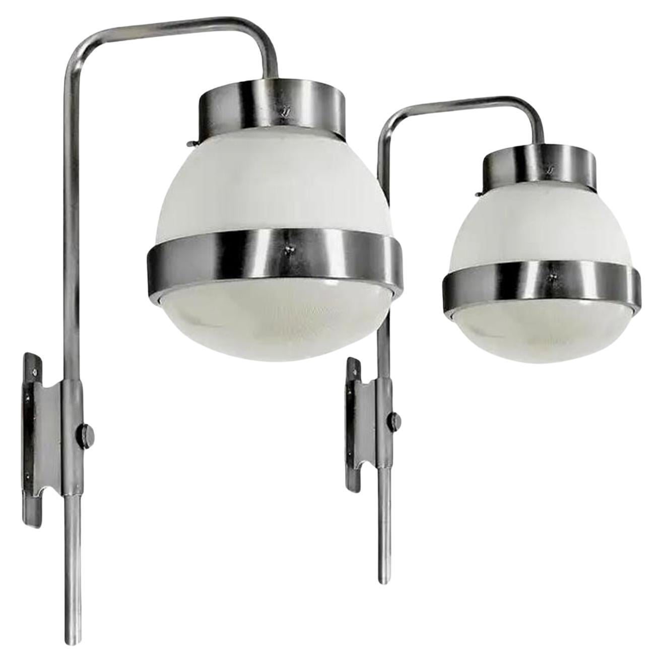 pair of wall sconces - wall lamps " delta " design sergio mazza for artemide