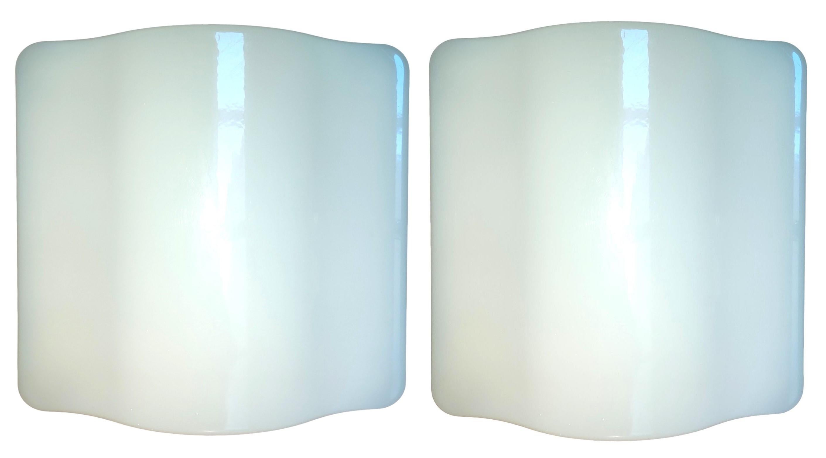 Italian pair of wall sconces iguzzini wall lamps wave model 5359 - guzzini 37x37 For Sale