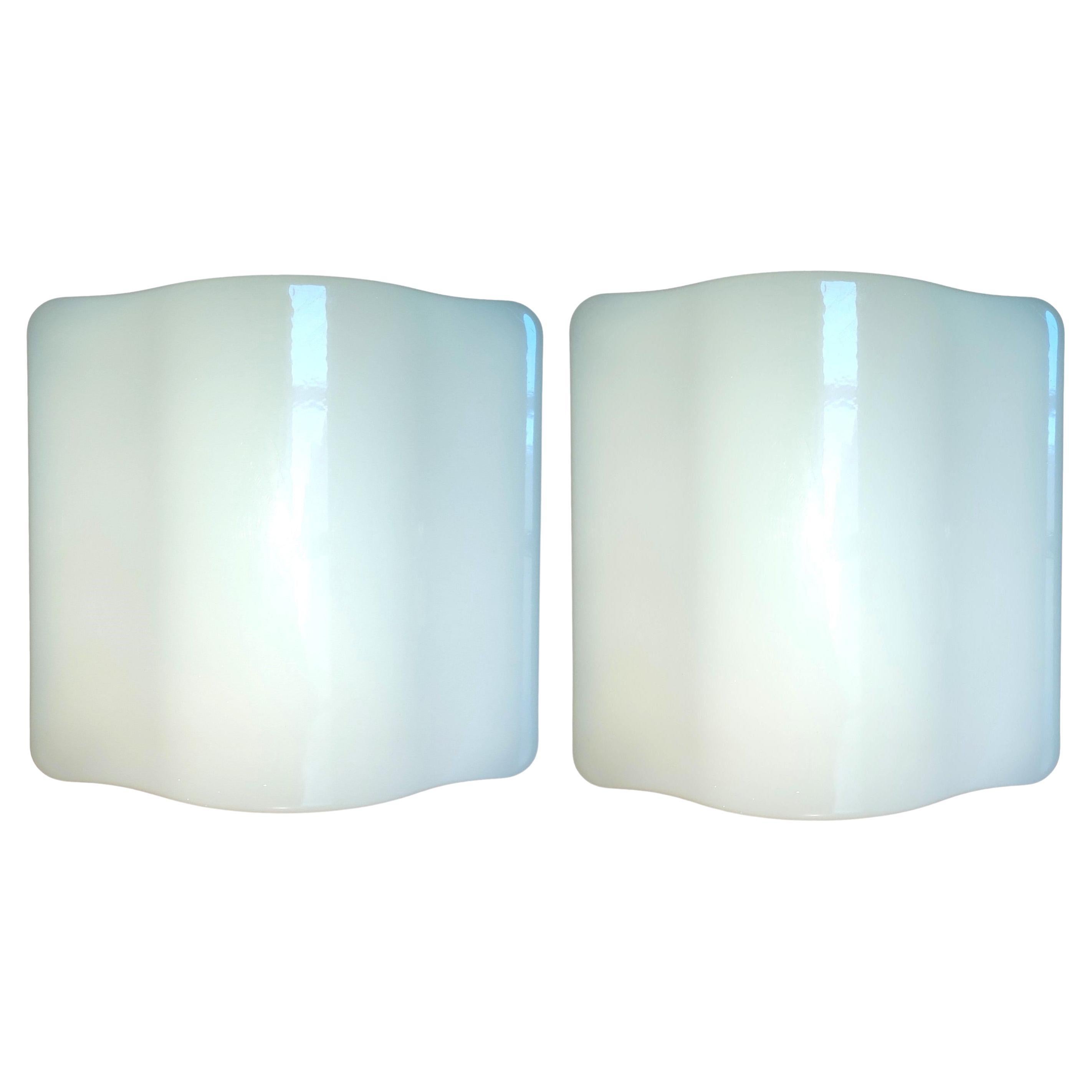 pair of wall sconces iguzzini wall lamps wave model 5359 - guzzini 37x37 For Sale