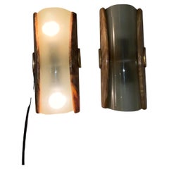 Paire d'appliques - verre, albâtre et laiton - Made in ITALY - .1960.
