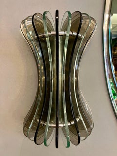 Coppia di Appliques Vintage in Vetro di Murano Bicolore attribuite a Veca, 1970