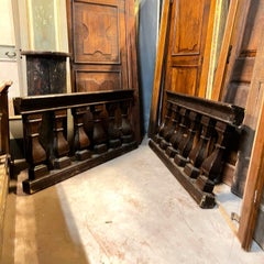 pair of carved balustrades in solid walnut wood, Italy
