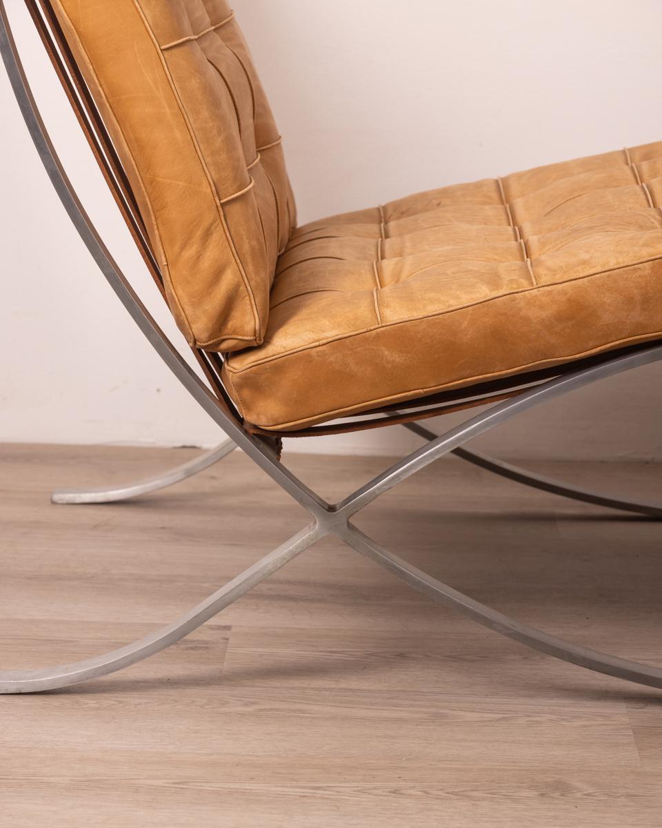 Coppia di Barcelona Chair vintage anni 70 design Ludwig Mies Van Der Rohe 5