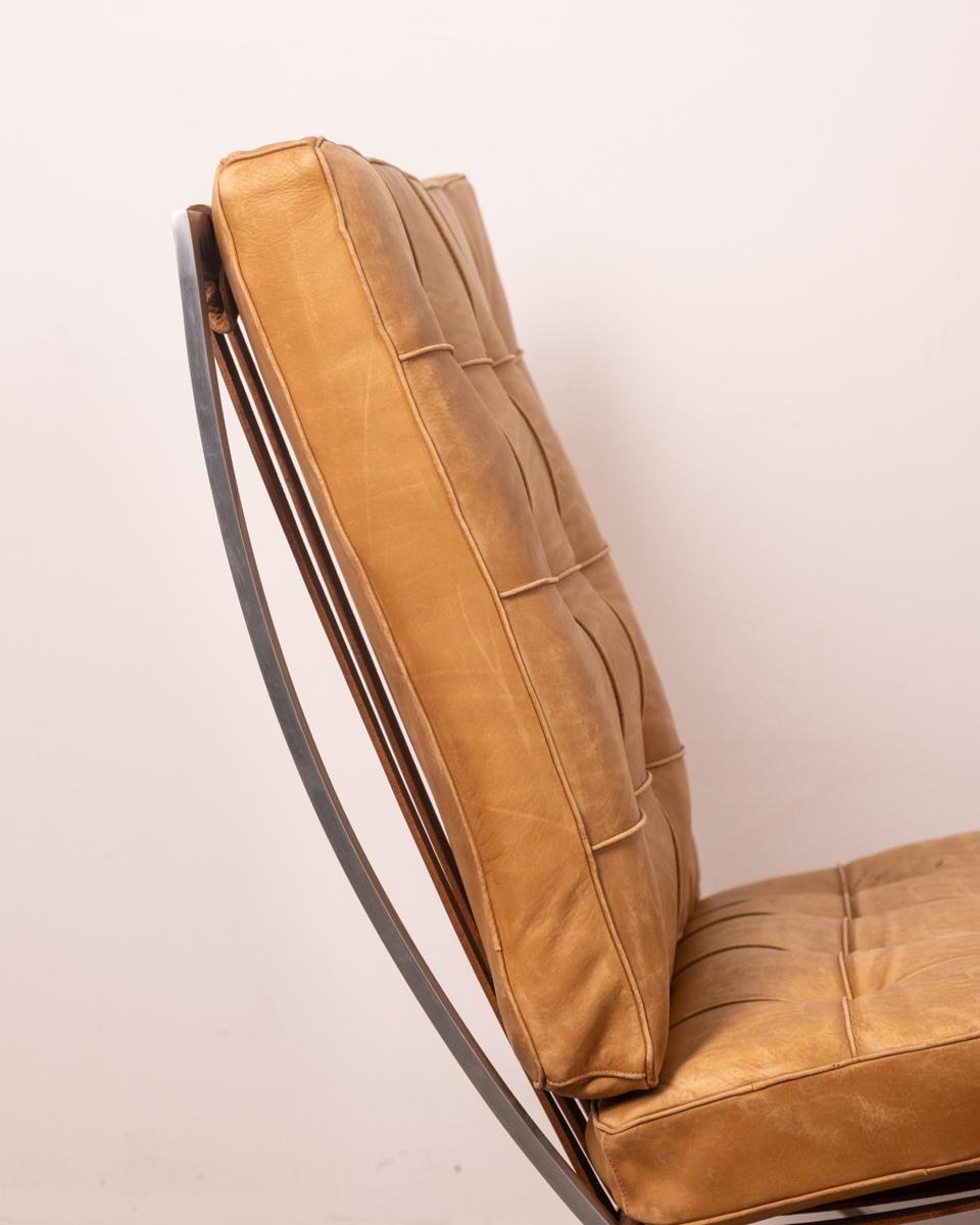 Coppia di Barcelona Chair vintage anni 70 design Ludwig Mies Van Der Rohe 6