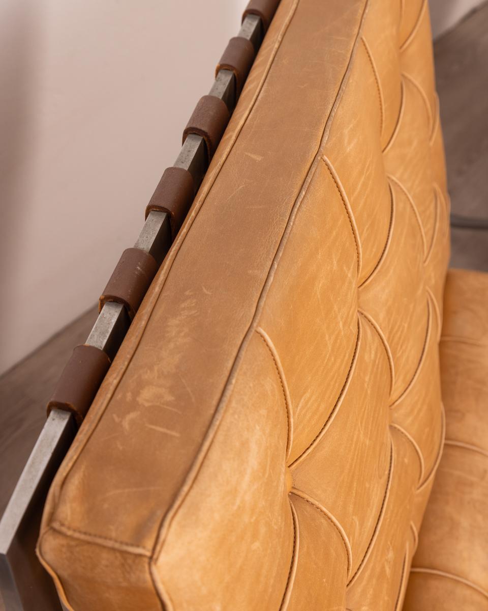 Coppia di Barcelona Chair vintage anni 70 design Ludwig Mies Van Der Rohe 2