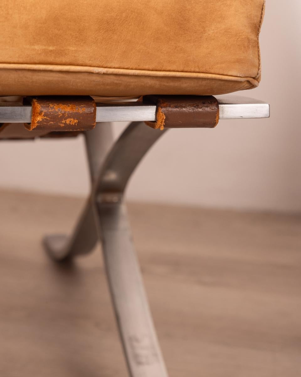 Coppia di Barcelona Chair vintage anni 70 design Ludwig Mies Van Der Rohe 3