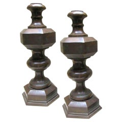 Pair of Hexagonal Bronze Lamp Bases Italian Castings from the Early 1900s