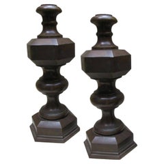 Pair of Hexagonal Bronze Lamp Bases Italian Castings from the Early 1900s