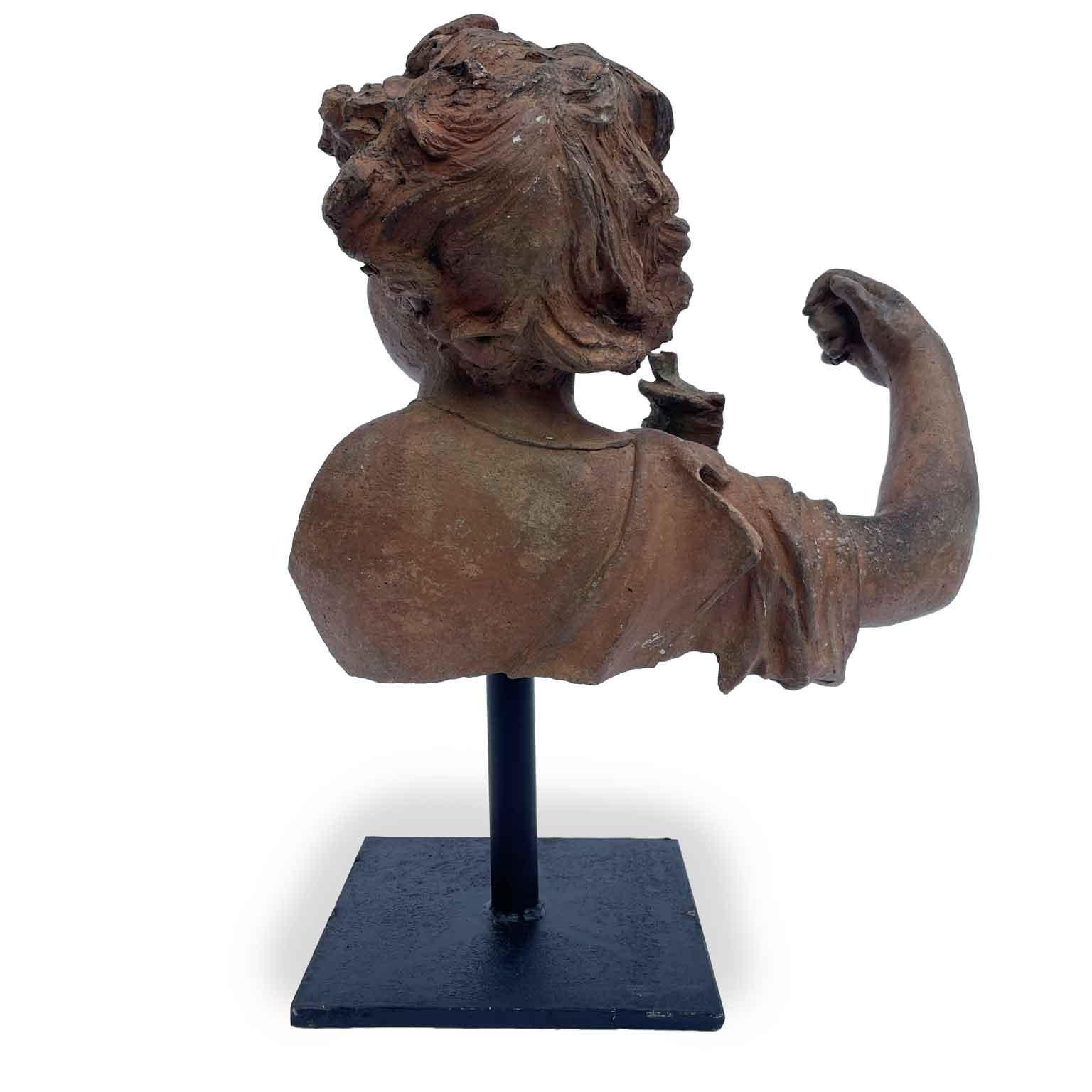 Paar Kinder italienische Terrakotta-Skulpturen Ende 1800er im Angebot 5
