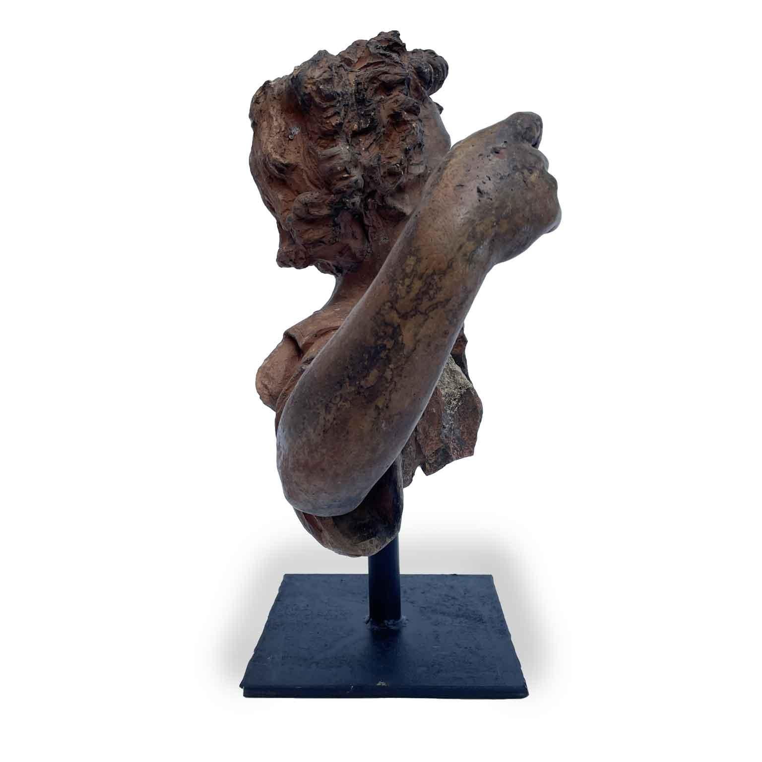 Paar Kinder italienische Terrakotta-Skulpturen Ende 1800er im Angebot 6
