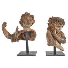 Paar Kinder italienische Terrakotta-Skulpturen Ende 1800er