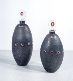 Pair of bottles from the Scavo series, design Alfredo BARBINI. Murano, 70s