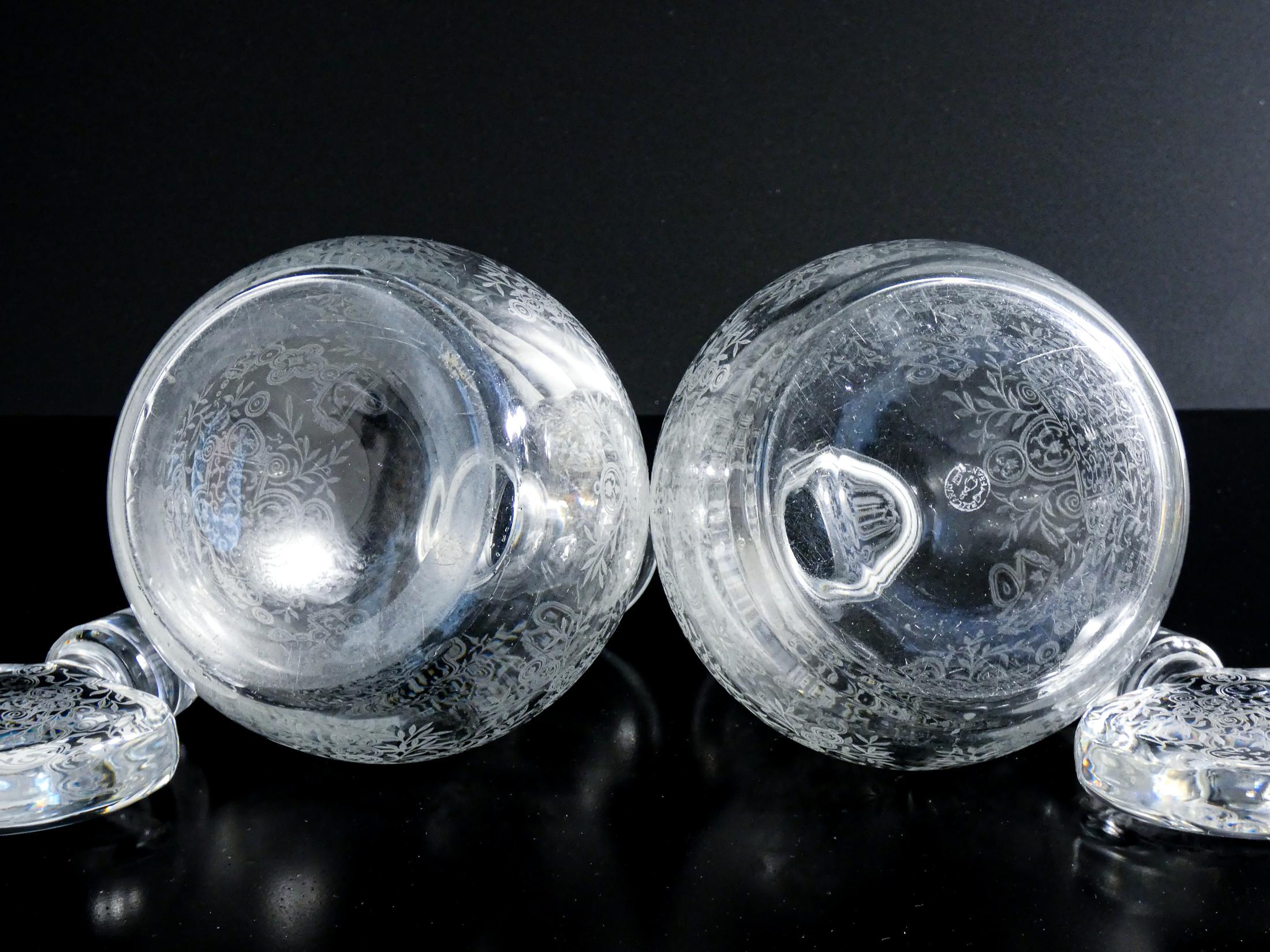 Pair of BACCARAT crystal bottles, morivo Marillon. France, 1940s For Sale 3
