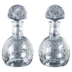 Vintage Pair of BACCARAT crystal bottles, morivo Marillon. France, 1940s
