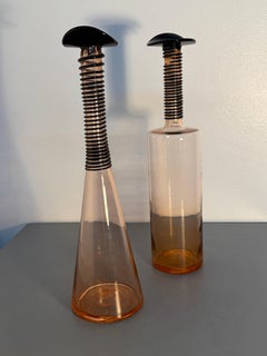Pair of artistic Murano glass bottles by Mario Ticcò
