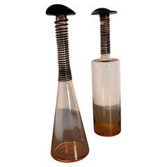 Pair of artistic Murano glass bottles by Mario Ticcò