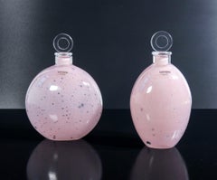 Pair of blown glass bottles, design Alfredo BARBINI. Murano, 70s