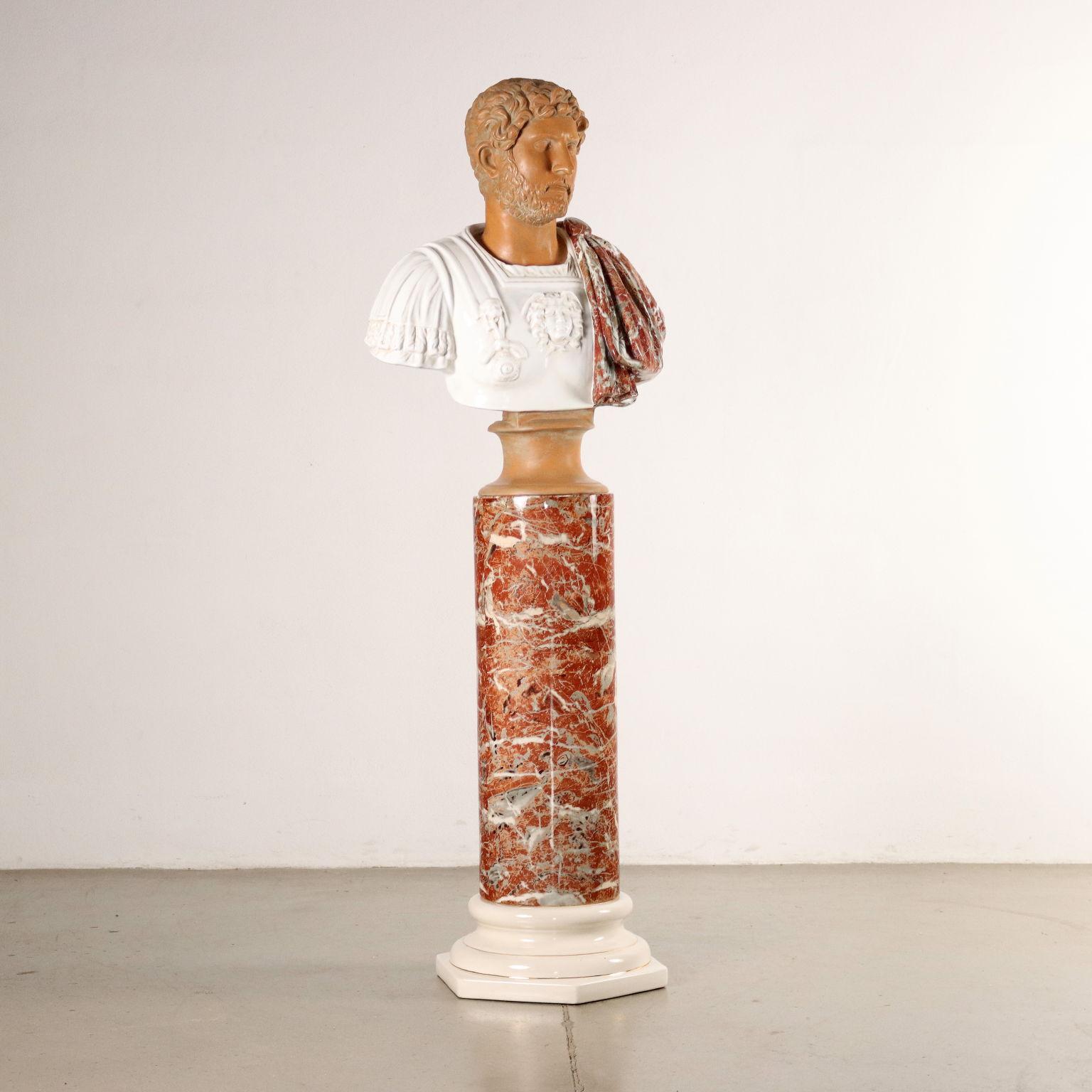 Pair of Busts of Emperors and Columns in Ceramic Tommaso Barbi For Sale 10