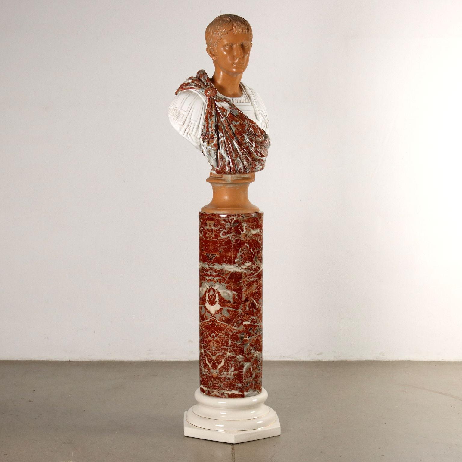 Paar Büsten von Kaisern und Säulen aus Keramik Tommaso Barbi (Moderne der Mitte des Jahrhunderts) im Angebot